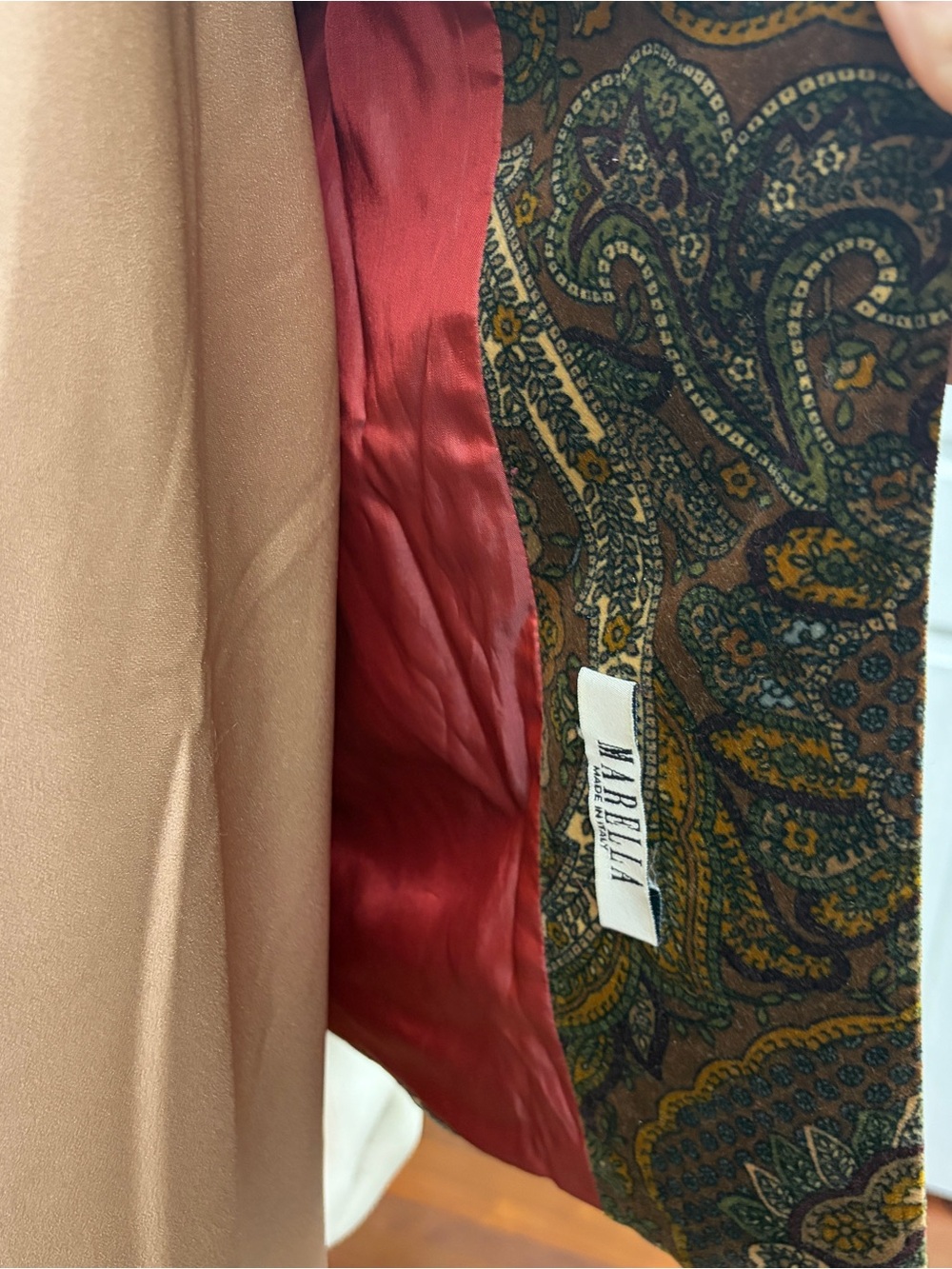 MARELLA Brown Velvet Paisley Open-Front Blazer - Size 12 - Picture 5 of 12